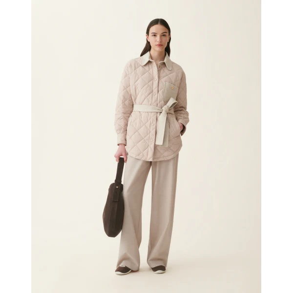 Fabiana Filippi Quilted Nylon Shirt Jacket in Cachà, view 2