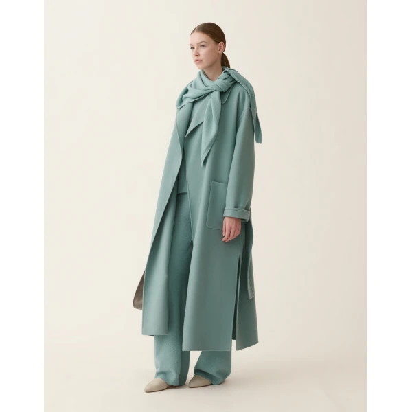Fabiana Filippi Double Wool Coat in Green, view 2