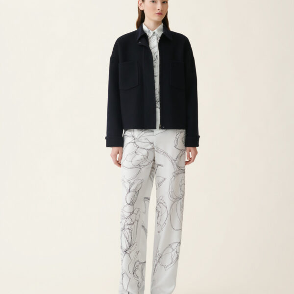Fabiana Filippi Double Wool Shirt Jacket in Midnight Blue, view 2
