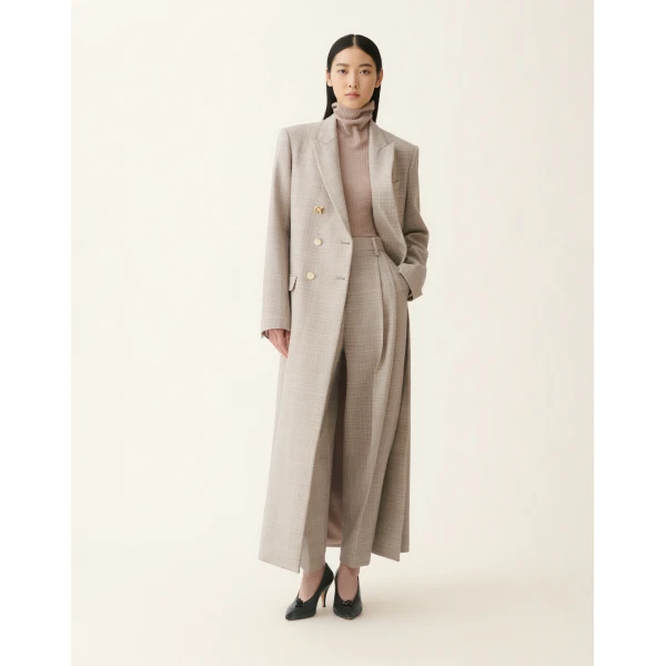Fabiana Filippi Double Breasted Mouliné Coat in Mocha, view 2