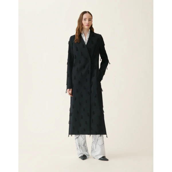 Fabiana Filippi Cady Topcoat in Midnight Blue Coat, view 2