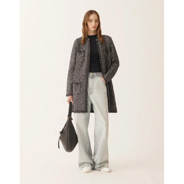Fabiana Filippi Night Blue Tweed Coat, view 2