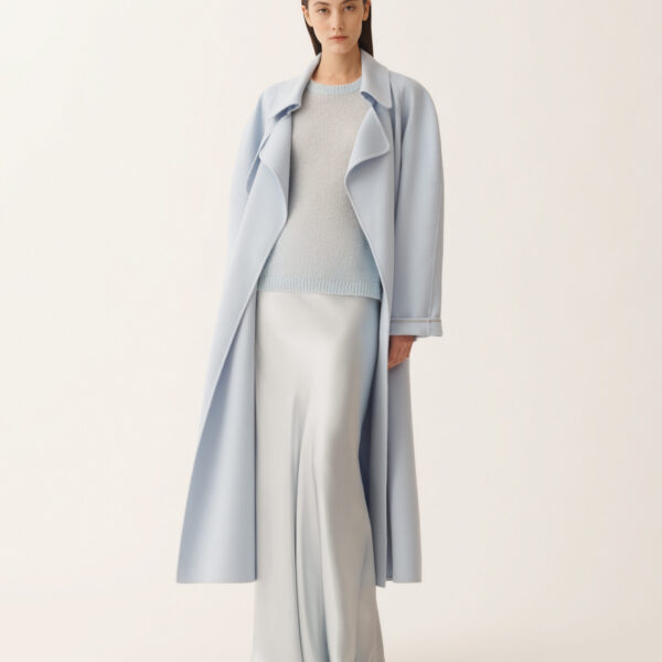 Fabiana Filippi Double Wool Trench Coat in Aqua, view 2