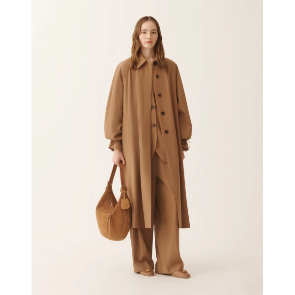 Fabiana Filippi Coat in Techno Tailoring, Wicker, view 2