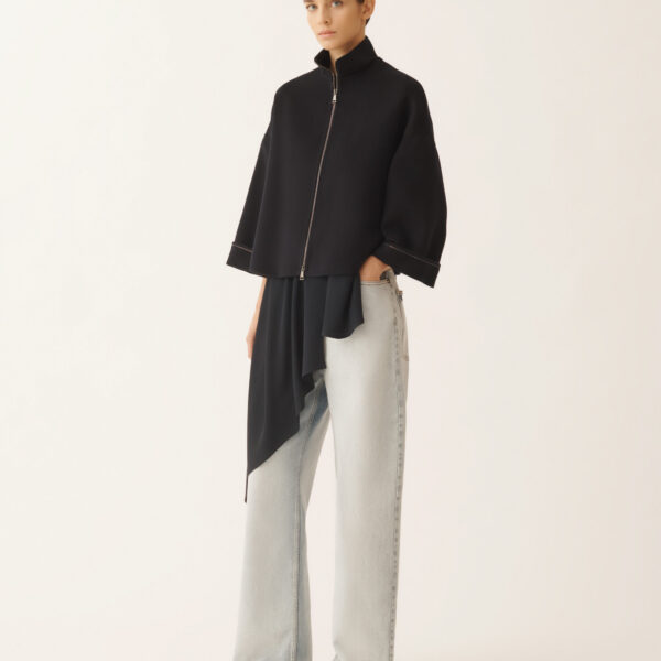 Fabiana Filippi Boxy Wool Double Coat in Night Blue, view 2