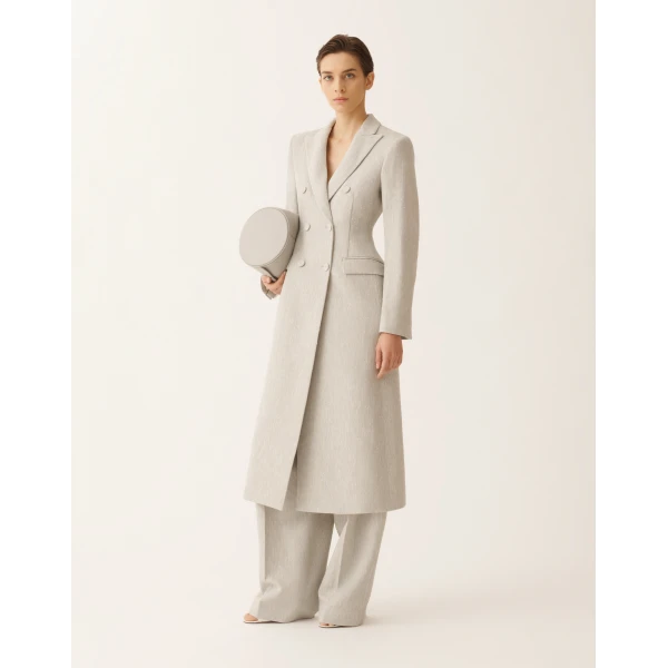 Fabiana Filippi Tailored Redingote in Ice Fil Coupé Drop Pattern Coat, view 2
