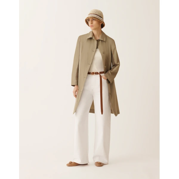 Fabiana Filippi Technical Taffeta Overcoat in Khaki Coat, view 2
