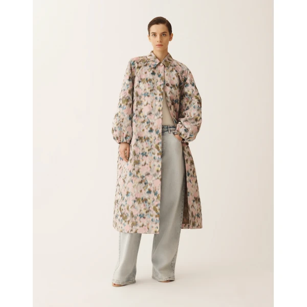 Fabiana Filippi Long Trench in Technical Chiné Coat, view 2