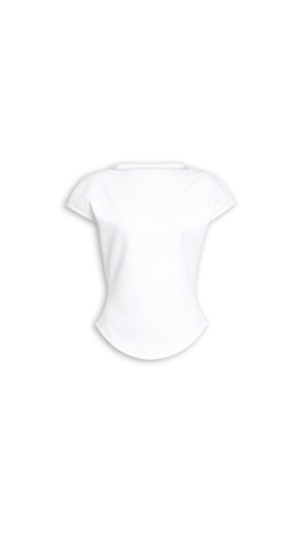 Alaïa Cap Cotton T Shirt - ALAÏA Tops - Laser Cut Luxury - Shop at Luxury Shoes 
