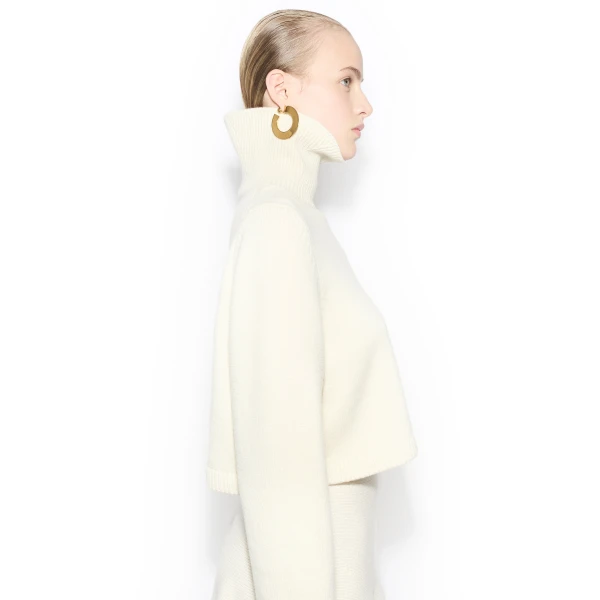 Alaïa Cashmere Knit Cropped Jumper - ALAÏA Knitwear - Laser Cut Luxury - Shop at Luxury Shoes 