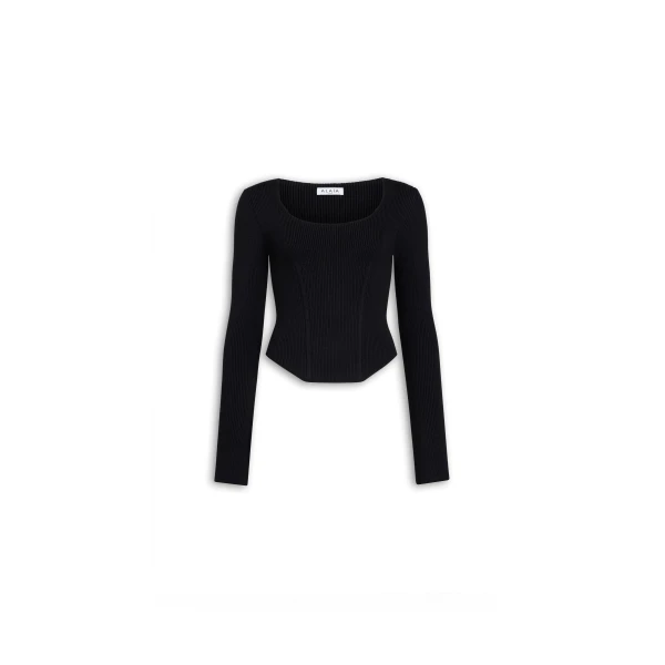 Alaïa Corset Wool Top - ALAÏA Tops - Laser Cut Luxury - Shop at Luxury Shoes 