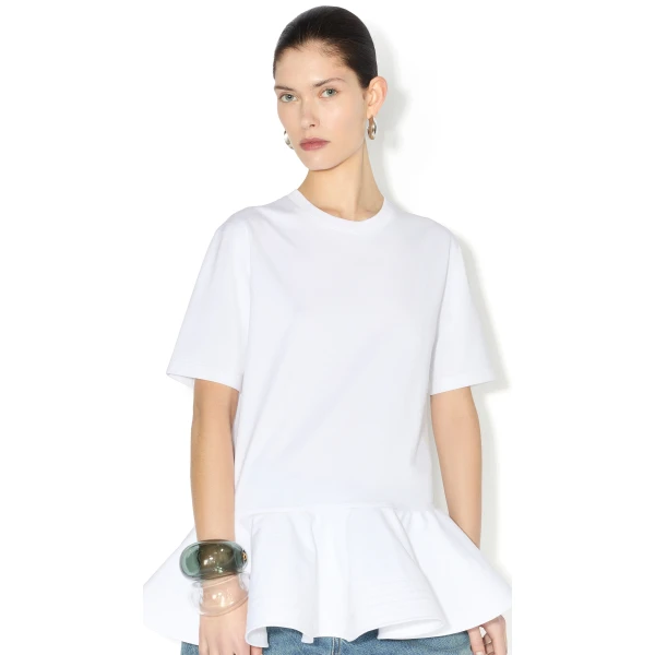 Alaïa Cotton Jersey Crinoline T Shirt - ALAÏA Tops - Laser Cut Luxury - Shop at Luxury Shoes 