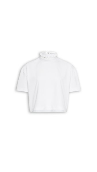 Alaïa Cotton Jersey Cropped T Shirt - ALAÏA Tops - Laser Cut Luxury - Shop at Luxury Shoes 