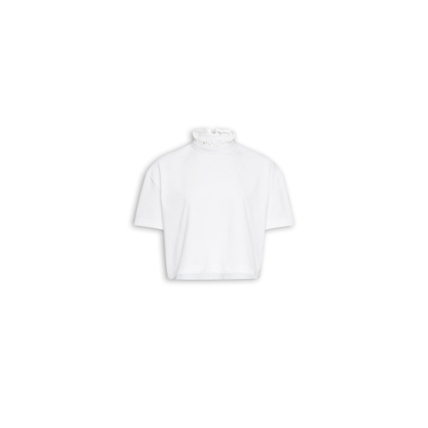 Alaïa Cotton Jersey Cropped T Shirt - ALAÏA Tops - Laser Cut Luxury - Shop at Luxury Shoes 