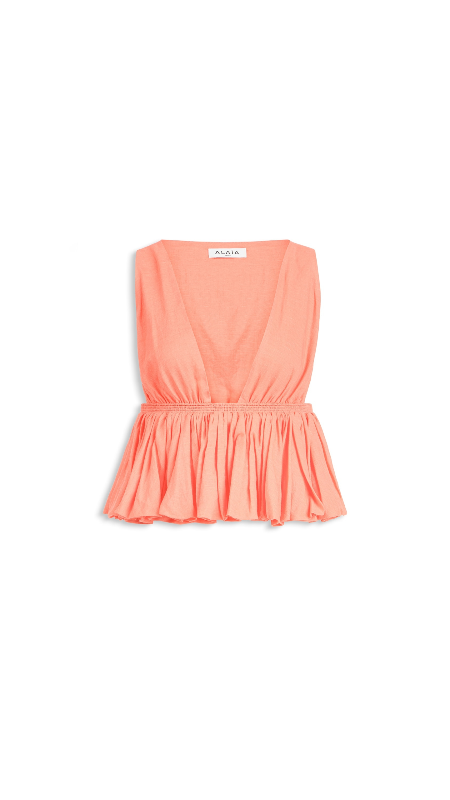 Alaia Cotton Linen Blend Peplum Top