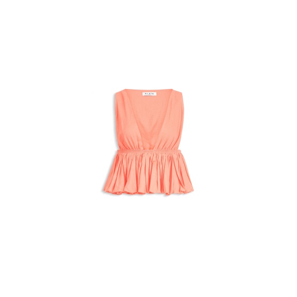 Alaïa Cotton Linen Blend Peplum Top - ALAÏA Tops - Laser Cut Luxury - Shop at Luxury Shoes 
