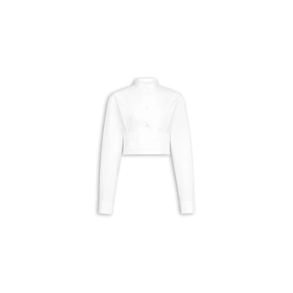 Alaïa Cropped Cotton Poplin Shirt - ALAÏA Tops - Laser Cut Luxury - Shop at Luxury Shoes 
