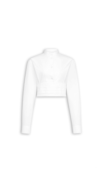 Alaïa Cropped Cotton Poplin Shirt - ALAÏA Tops - Laser Cut Luxury - Shop at Luxury Shoes 