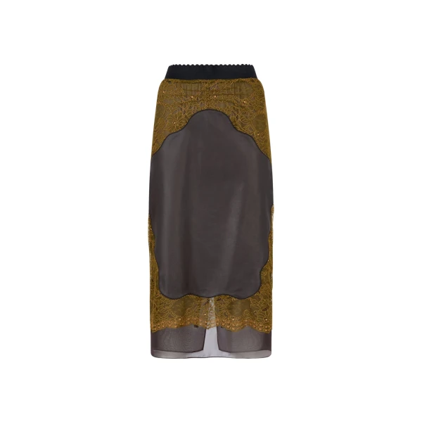 The Attico Dark green and dark brown midi skirt