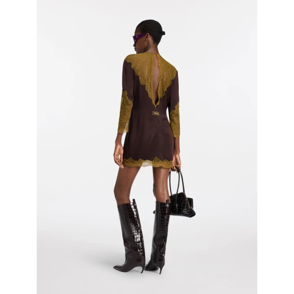 The Attico Dark green and dark brown mini dress, view 3