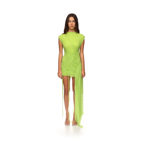 David Koma Asymmetric Hem Ruched Mini Dress, view 3