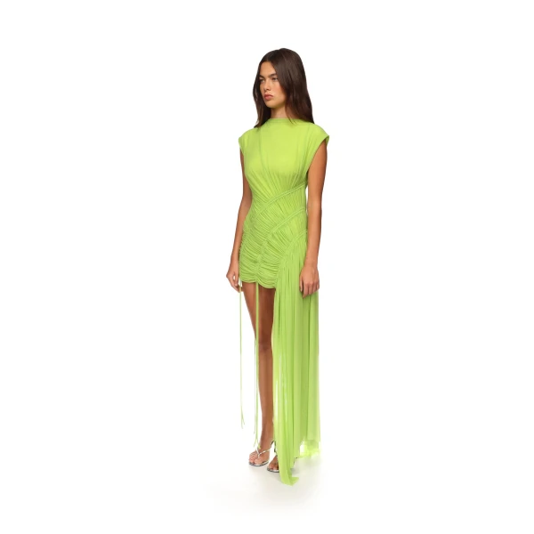 David Koma Asymmetric Hem Ruched Mini Dress, view 4