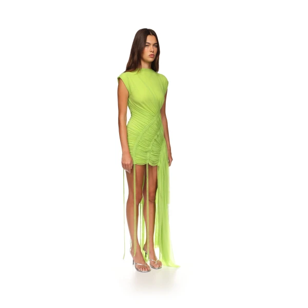 David Koma Asymmetric Hem Ruched Mini Dress, view 5