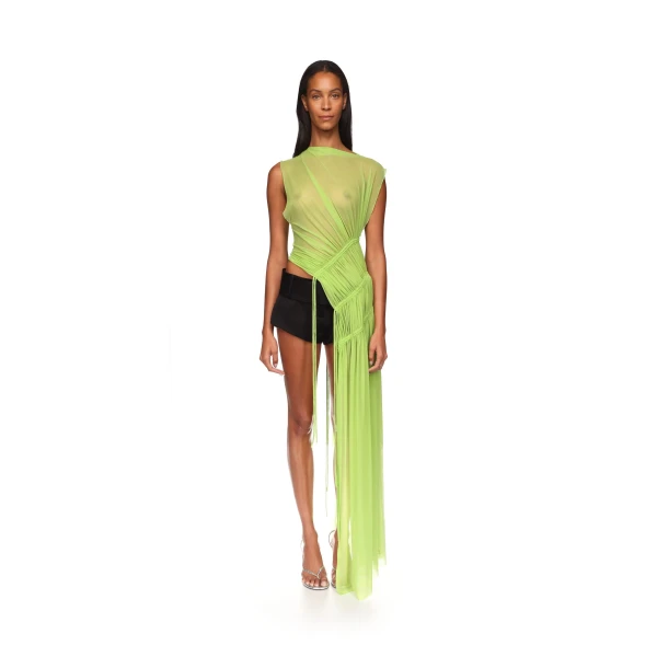 David Koma Asymmetric Hem Ruched Tunic, view 3
