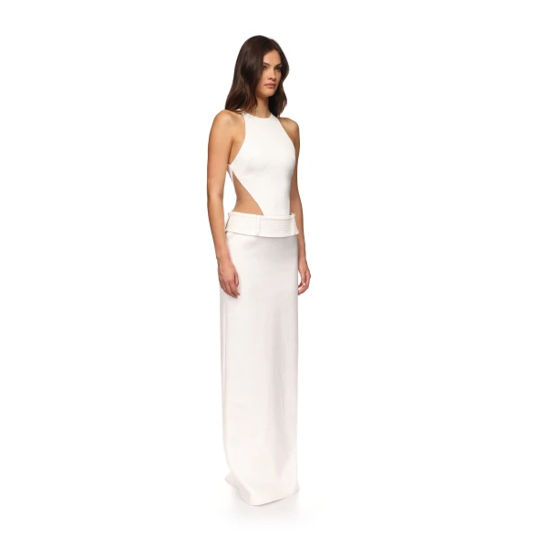 David Koma Belt Detail Halterneck Gown, view 5