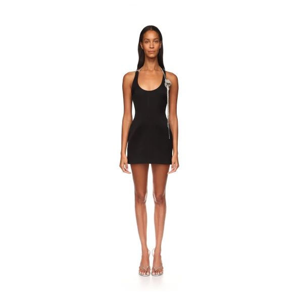 David Koma Crystal Flower On Shoulder Mini Dress, view 3