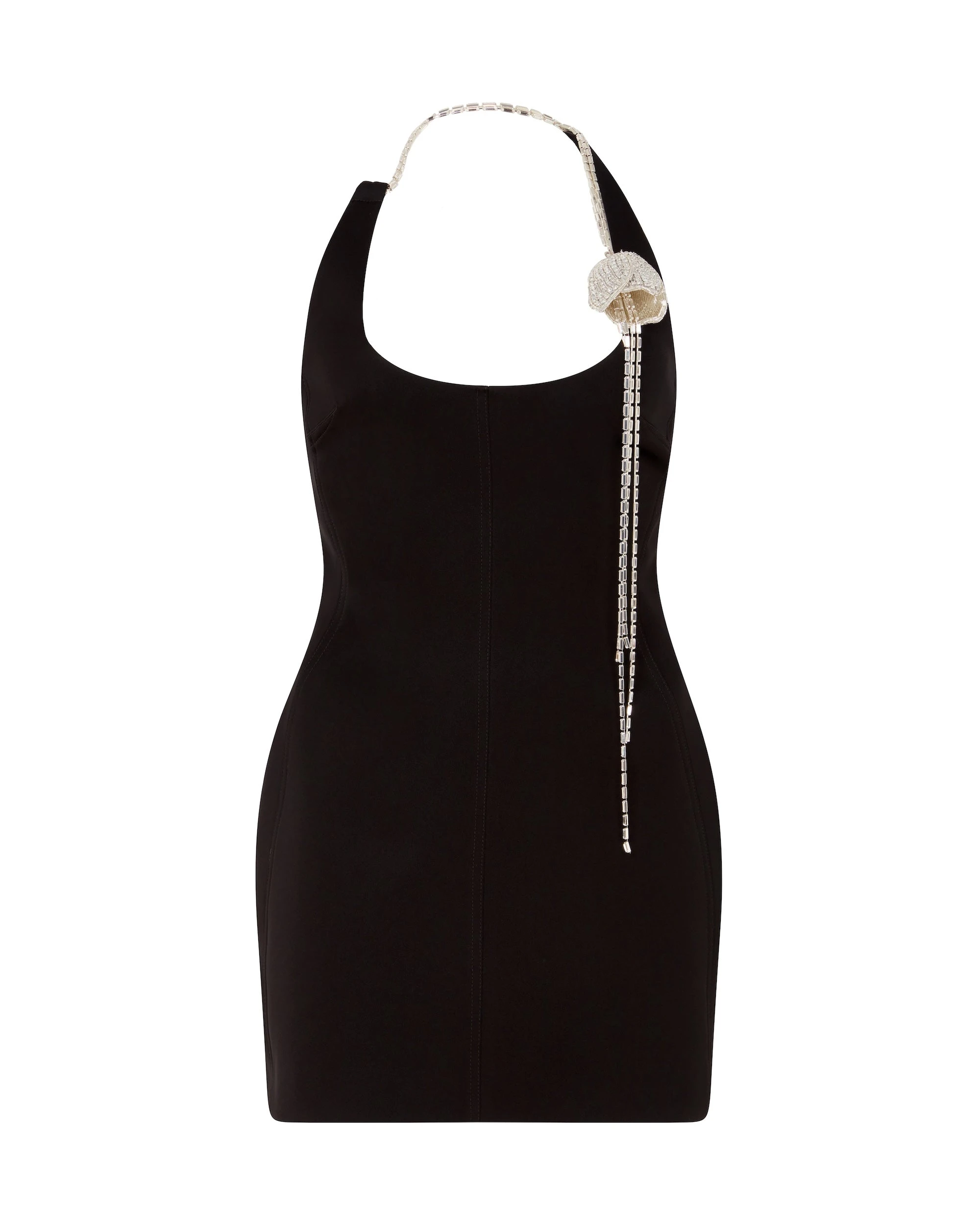 David Koma Crystal Flower On Shoulder Mini Dress