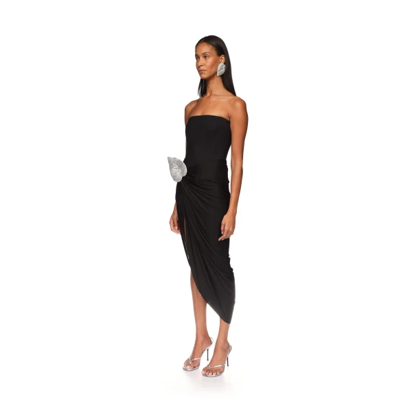 David Koma Crystal Leaf And Draped Skirt Corset Dress, view 4