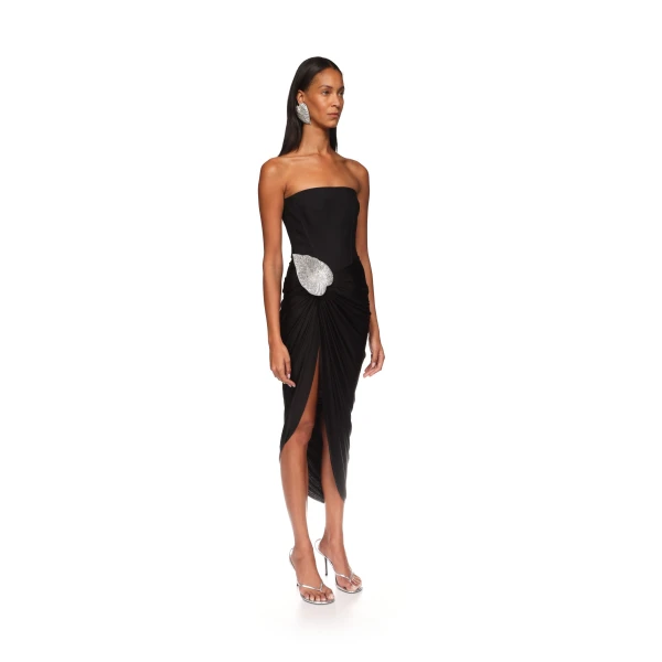 David Koma Crystal Leaf And Draped Skirt Corset Dress, view 5