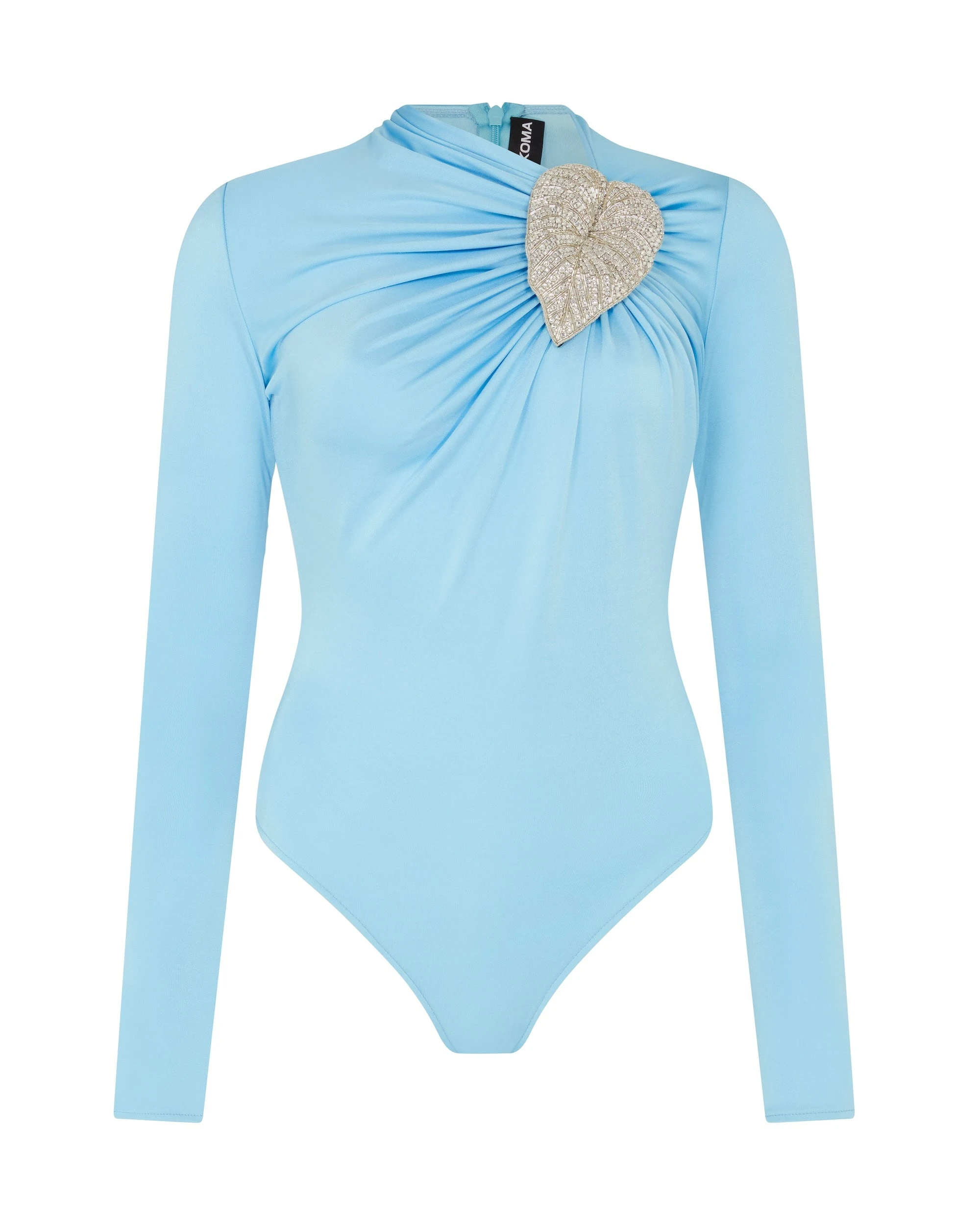 David Koma Crystal Leaf And Ruched Detail Bodysuit David Koma Crystal Leaf And Ruched Detail Bodysuit
