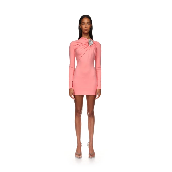 David Koma Crystal Leaf And Ruched Detail Mini Dress, view 3