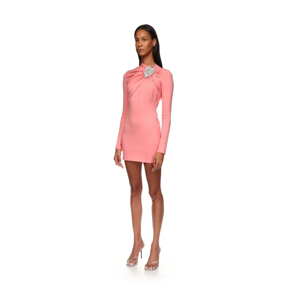 David Koma Crystal Leaf And Ruched Detail Mini Dress, view 4