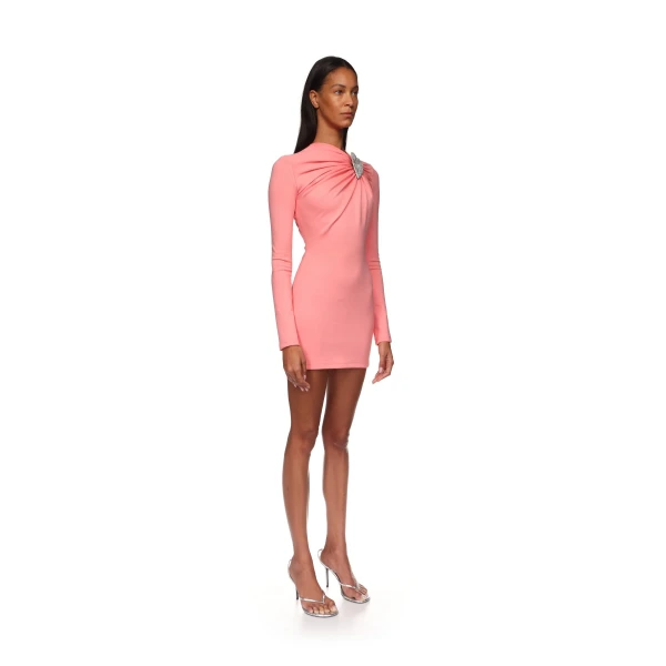 David Koma Crystal Leaf And Ruched Detail Mini Dress, view 5