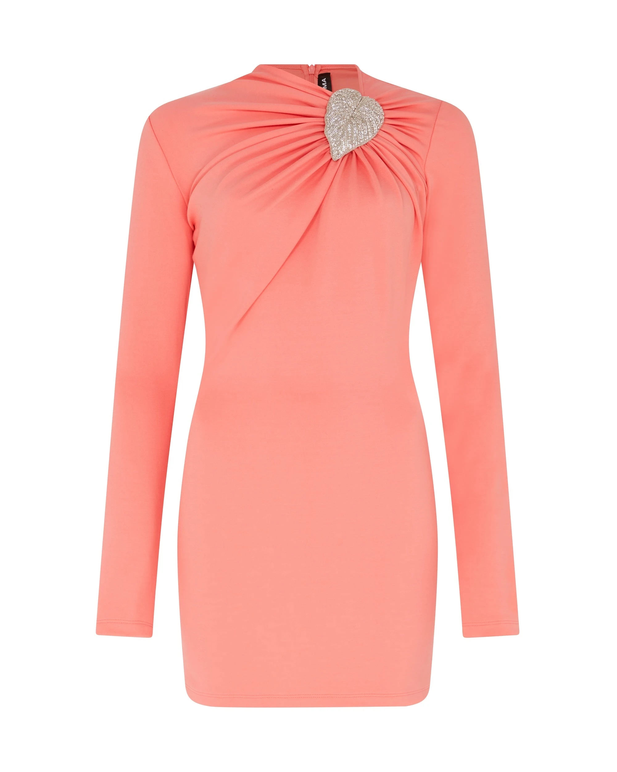 David Koma Crystal Leaf And Ruched Detail Mini Dress