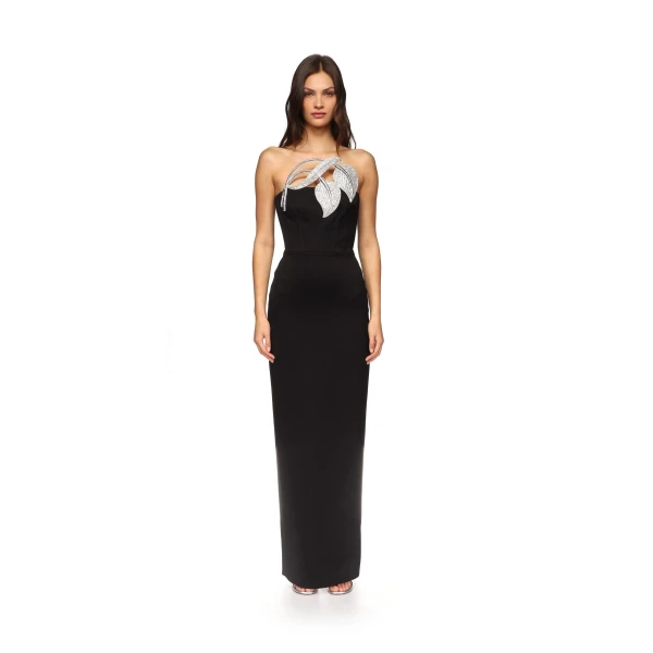 David Koma Crystal Leaf Corset Gown, view 3