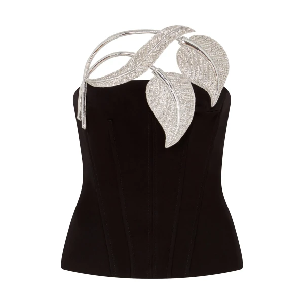 David Koma Crystal Leaf Corset Top, view 2