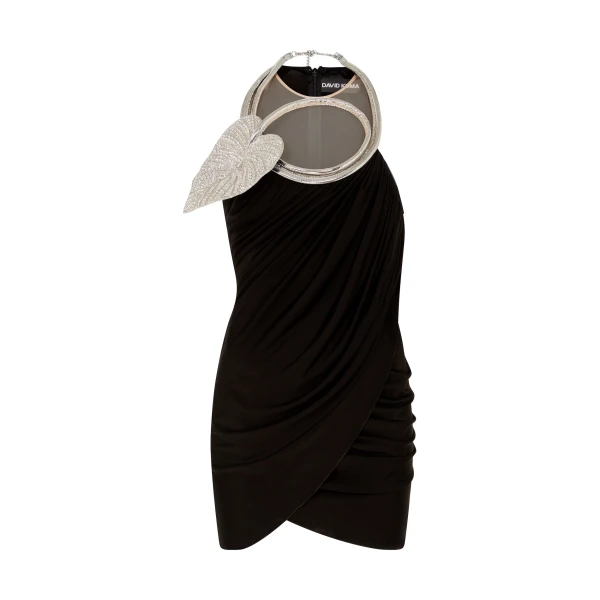 David Koma Crystal Leaf Neckline Mini Dress, view 2