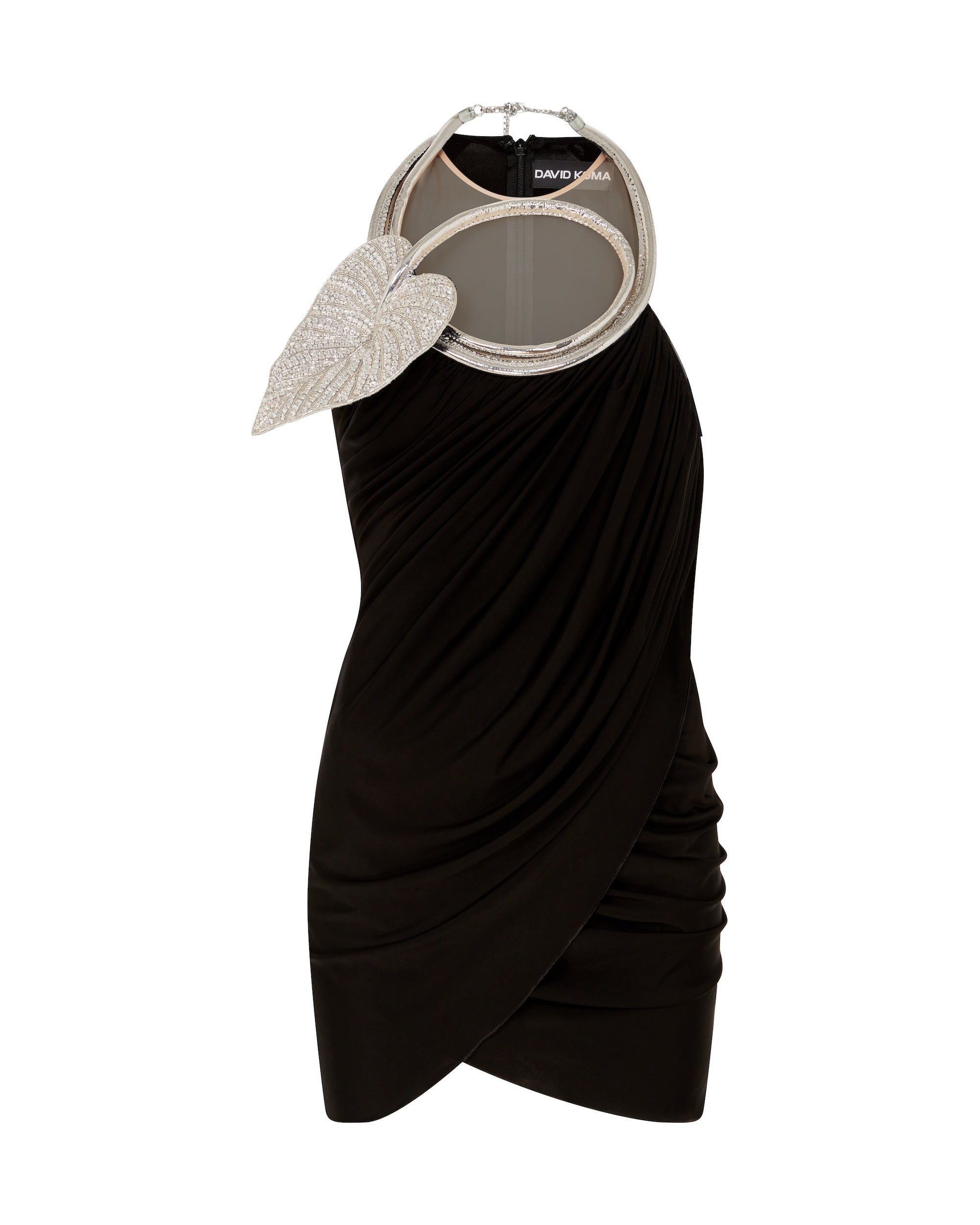 David Koma Crystal Leaf Neckline Mini Dress