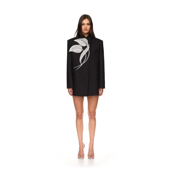 David Koma Crystal Leaf Oversized Jacket, view 3