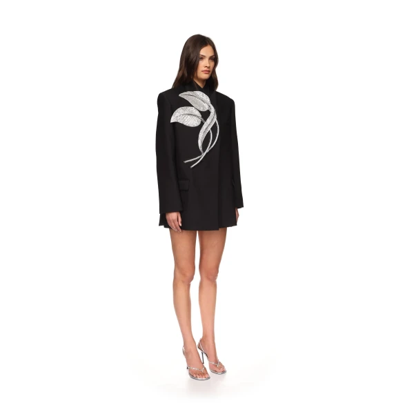 David Koma Crystal Leaf Oversized Jacket, view 5