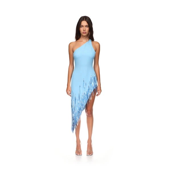 David Koma Gradient Sequin One Shoulder Midi Dress, view 3