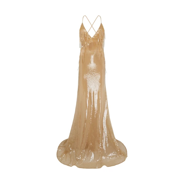David Koma Gradient Sequin V Neck Gown, view 2