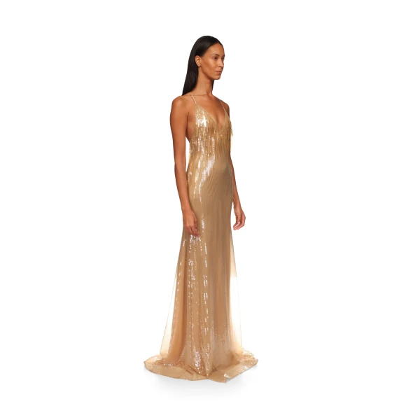 David Koma Gradient Sequin V Neck Gown, view 5
