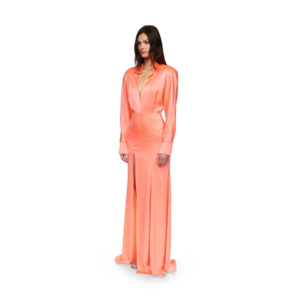 David Koma Open Leg Satin Shirt Gown, view 4