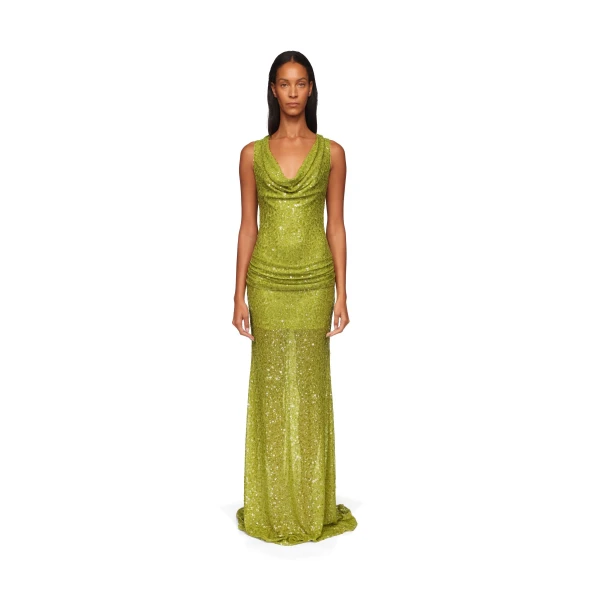 David Koma Plunge Neckline Sequin Embellished Gown, view 3
