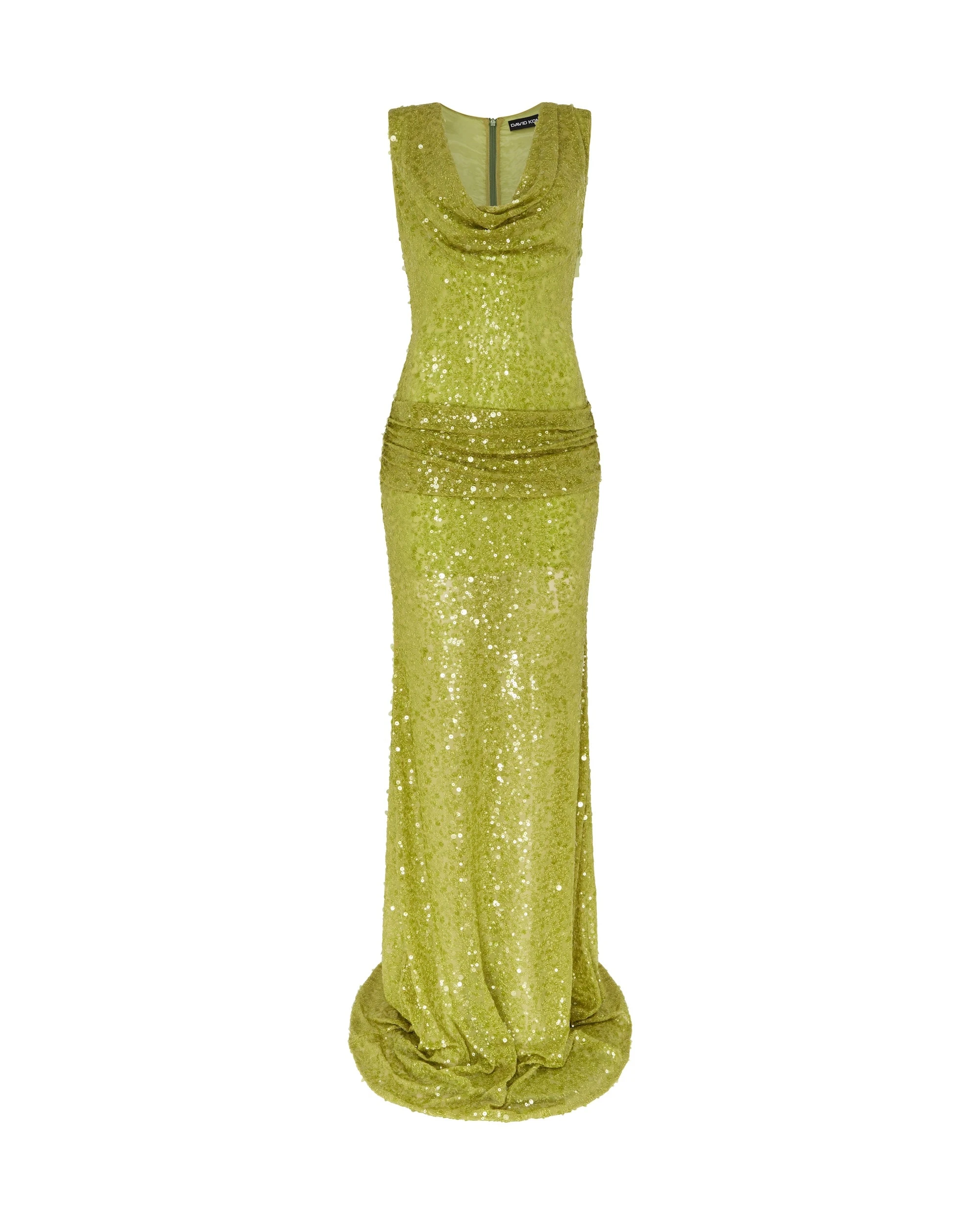David Koma Plunge Neckline Sequin Embellished Gown